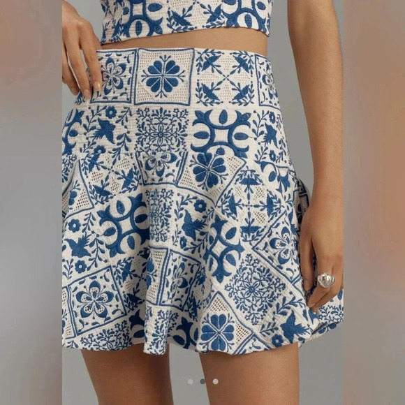 NWT Maeve Embroidered Tile Print Mini Skirt - Picture 2 of 7